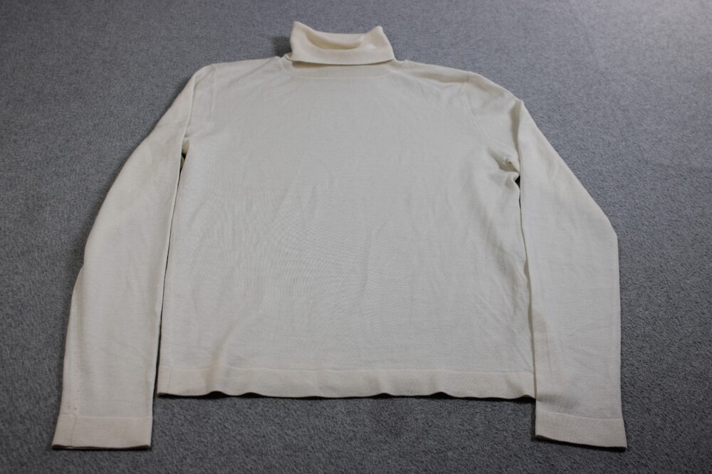 Nordstrom Cashmere Sweater Womens Medium Cream Turtleneck Lightweight Heritage